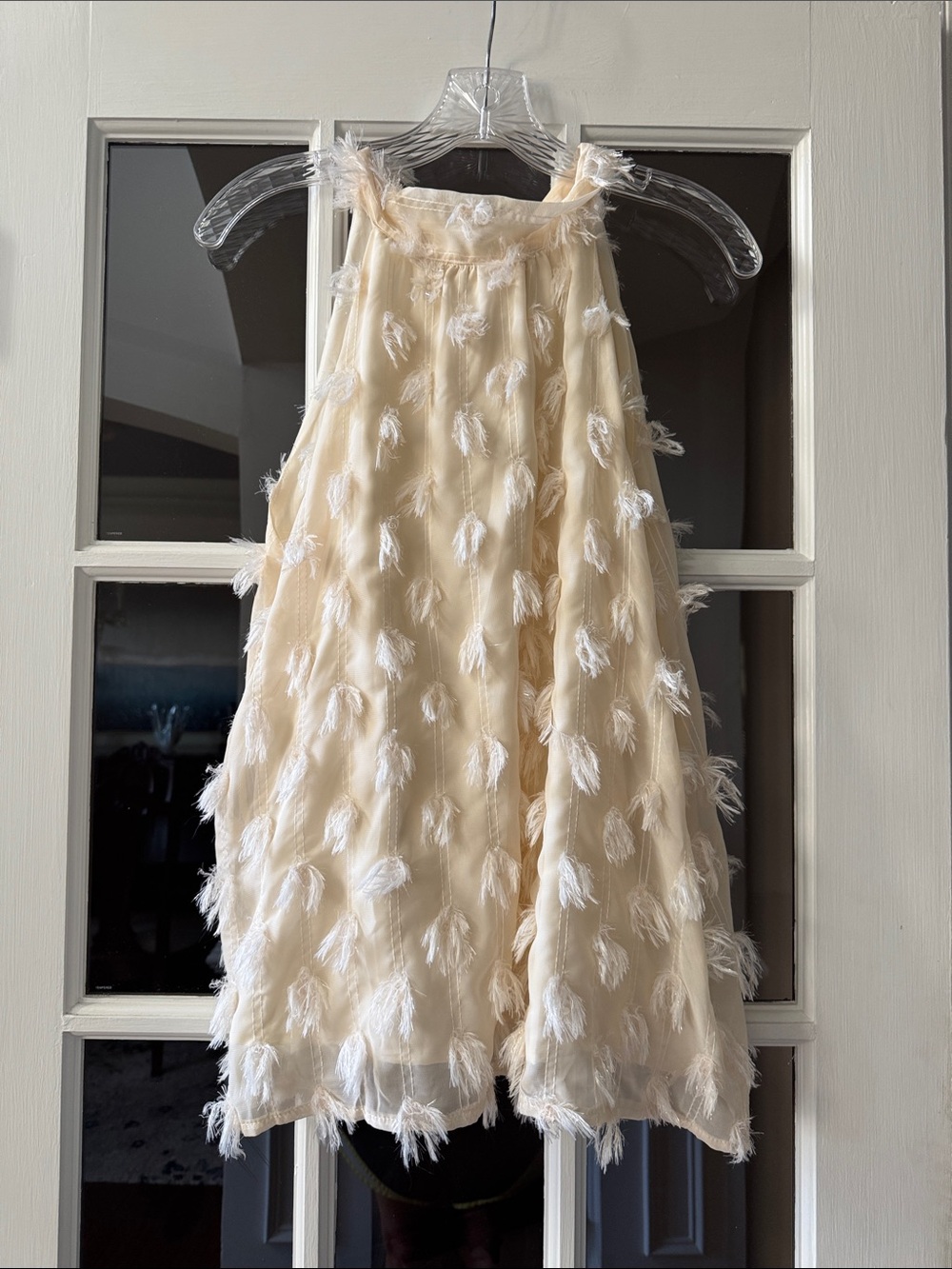 Molli Cream Feathered Halter Swing Top
